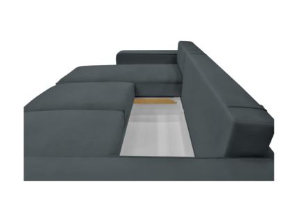 Диван Фиеста Мебель Монако с оттоманкой велюр Vivaldi 08 серый Длина 247 см