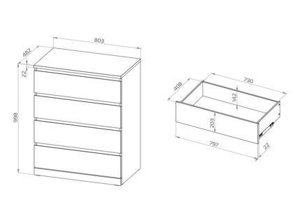 Комод Гуд Лакк Варма Прайм 4 ясень коричневый 48х80
