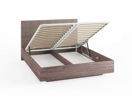 Кровать Сонум Luiza Ясень Анкор + Рогожка Песочная (с подъемным механизмом) 90х190