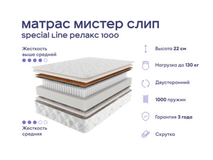 Кровать Димакс Джеффер + матрас Мистер Слип Special Line Релакс 1000 1425