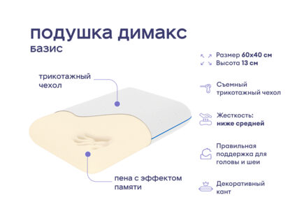 Одеяло Димакс Файбер всесезонное + подушка Димакс Базис + подушка Димакс Базис Макси 1427