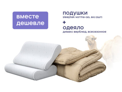 Одеяло Димакс Верблюд всесезонное + 2 подушки Sleeptek Norma-GEL BIG 1427
