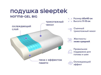 Одеяло Димакс Верблюд всесезонное + подушка Sleeptek Norma-GEL + подушка Sleeptek Norma-GEL BIG 1473