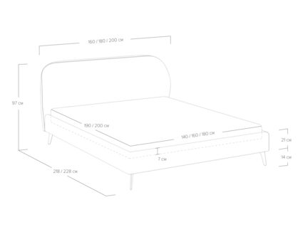Кровать Сонум Katrin Рогожка Зеленый 180х190