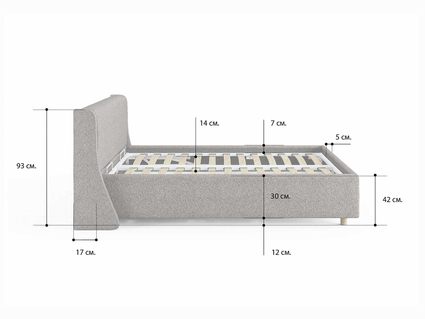 Кровать Сонум Barcelona Рогожка Пепельная 160х190