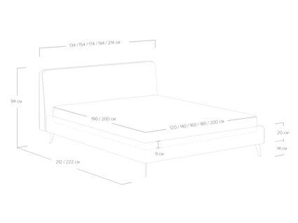 Кровать Сонум Boston Рогожка пепельный 80х190
